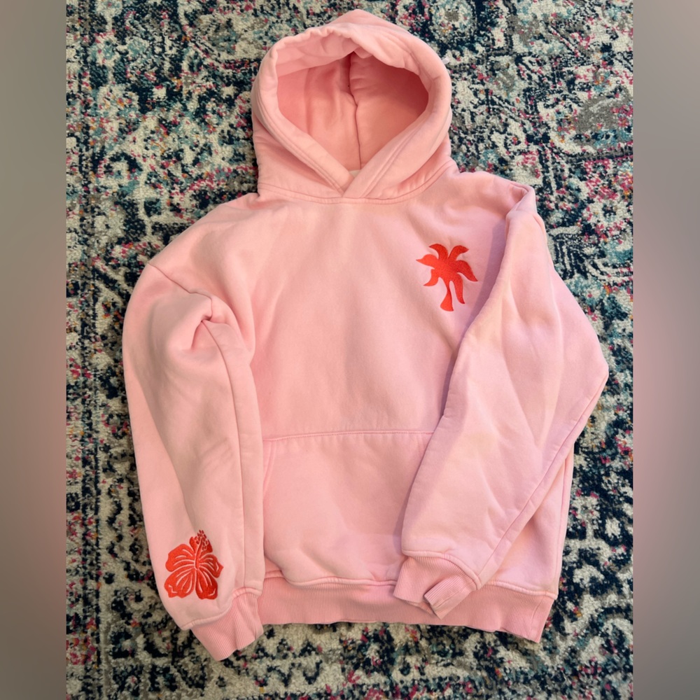 Pink Palm Puff Light Pink Hoodie